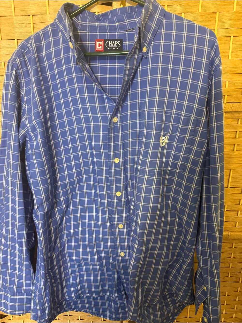 Chaps Men’s Royal Blue Plaid Button-Down Shirt